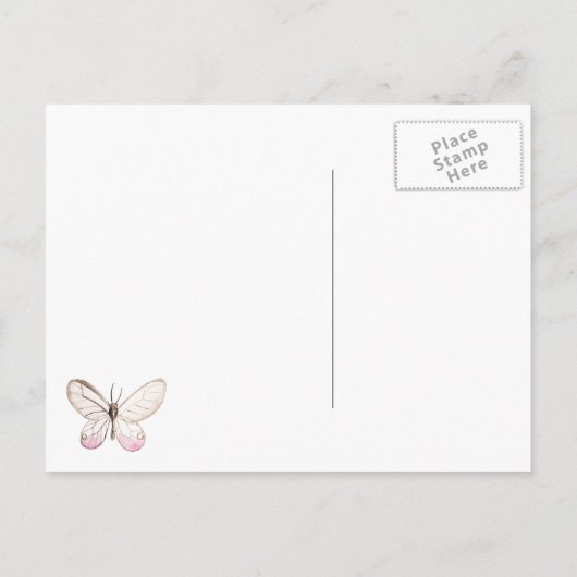 Elegant Blush Butterfly Birthday Briefkaart (Achterkant)
