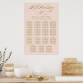 Elegant Blush Calligraphy Wedding Seding Chart Poster (Keuken)