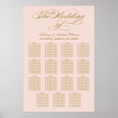 Elegant Blush Calligraphy Wedding Seding Chart Poster (Voorkant)