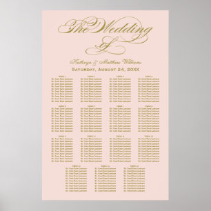 Elegant Blush Calligraphy Wedding Seding Chart Poster