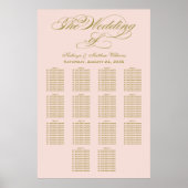 Elegant Blush Calligraphy Wedding Seding Chart Poster (Voorkant)