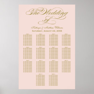 Elegant Blush Calligraphy Wedding Seding Chart Poster