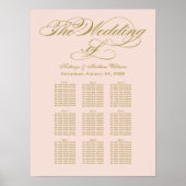Elegant Blush Calligraphy Wedding Seding Chart Poster (Voorkant)