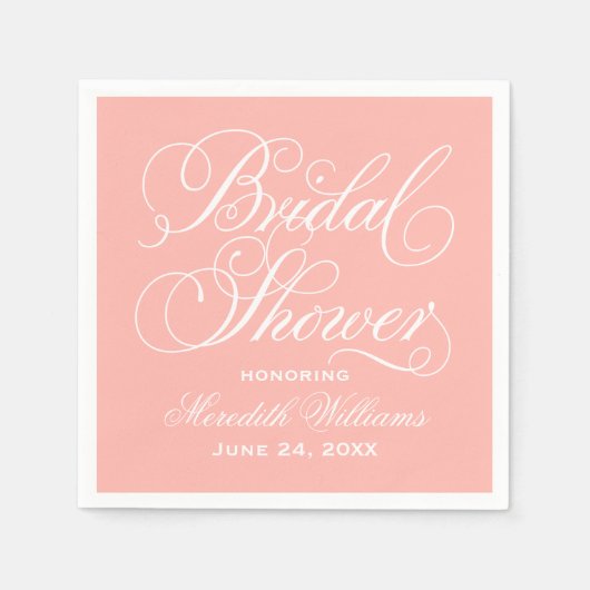 Elegant Blush Calligraphy Wedding Vrijgezellenfees Servet (Voorkant)