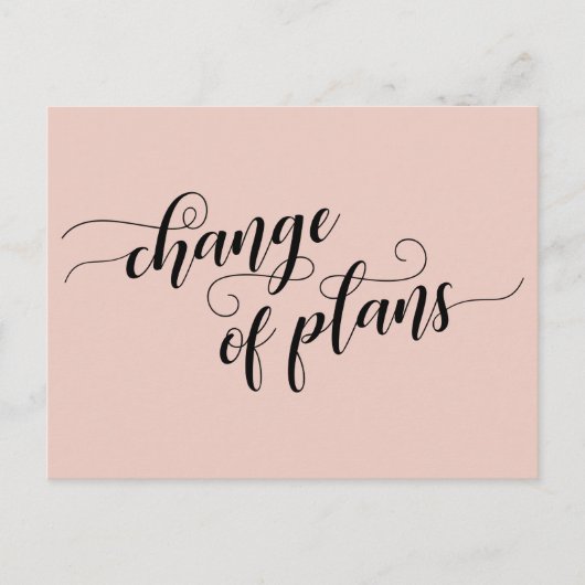 Elegant Blush Change of Plans Postponed Wedding Briefkaart (Voorkant)