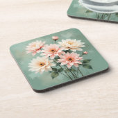 Elegant Blush Chrysanthemum Art Bier Onderzetter (Linkerzijde)