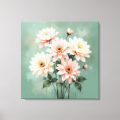 Elegant Blush Chrysanthemum Art Canvas Afdruk (Voorkant)