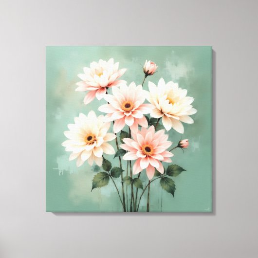 Elegant Blush Chrysanthemum Art Canvas Afdruk (Voorkant)