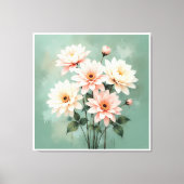 Elegant Blush Chrysanthemum Art Canvas Afdruk (Voorkant)