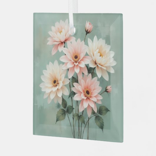 Elegant Blush Chrysanthemum Art Glas Ornament (Voorkant links)