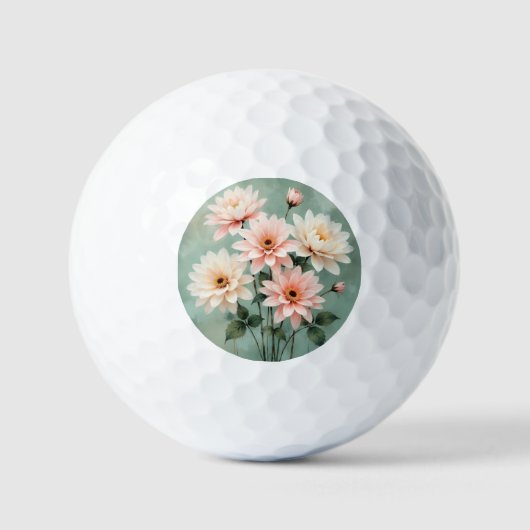 Elegant Blush Chrysanthemum Art Golfballen (Voorkant)