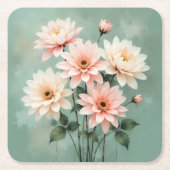 Elegant Blush Chrysanthemum Art Kartonnen Onderzetters (Voorkant)