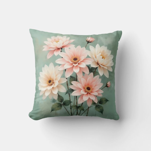 Elegant Blush Chrysanthemum Art Kussen (Voorkant)