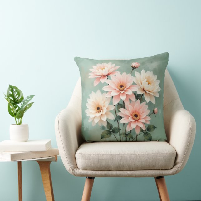 Elegant Blush Chrysanthemum Art Kussen (Stoel)