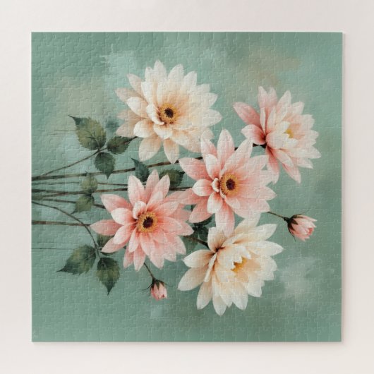 Elegant Blush Chrysanthemum Art Legpuzzel (Horizontaal)