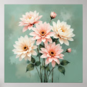 Elegant Blush Chrysanthemum Art Poster (Voorkant)