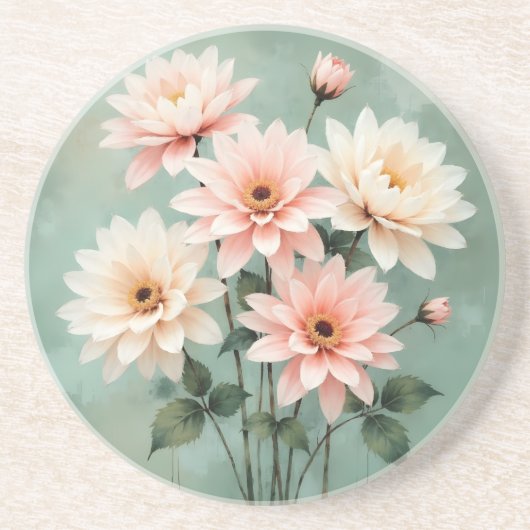 Elegant Blush Chrysanthemum Art Zandsteen Onderzetter (Voorkant)