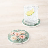 Elegant Blush Chrysanthemum Art Zandsteen Onderzetter (Zijkant)