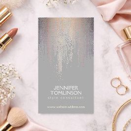 Elegant Blush Confetti Rain Pattern Grey Visitekaartje
