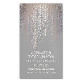 Elegant Blush Confetti Rain Pattern Grey Visitekaartje Magneet