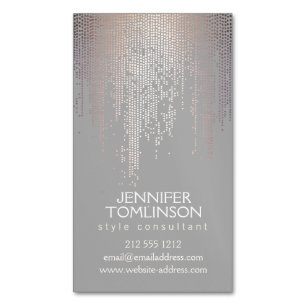 Elegant Blush Confetti Rain Pattern Grey Visitekaartje Magneet