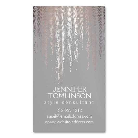 Elegant Blush Confetti Rain Pattern Grey Visitekaartje Magneet (Voorkant Verticaal)