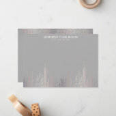 Elegant Blush Confetti Rain Pattern Grijs Notecard Notitiekaartje (Voorkant / Achterkant in situ)
