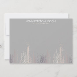 Elegant Blush Confetti Rain Pattern Grijs Notecard Notitiekaartje
