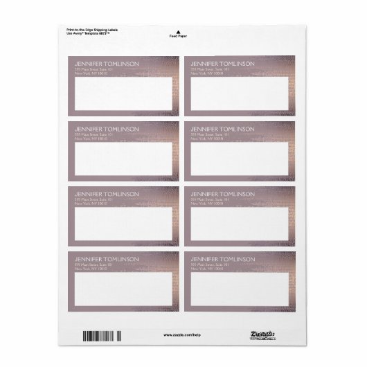 Elegant Blush Confetti Rain Pattern Mauve Etiket (Full Sheet)