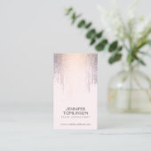 Elegant Blush Confetti regenpatroon roze Visitekaartje (Staand voorkant)