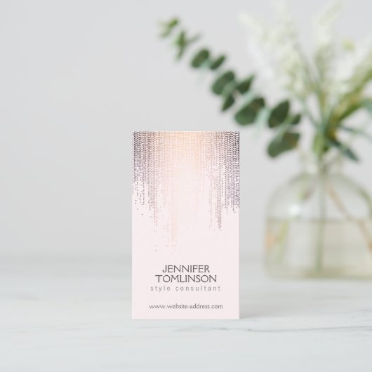 Elegant Blush Confetti regenpatroon roze Visitekaartje (Staand voorkant)
