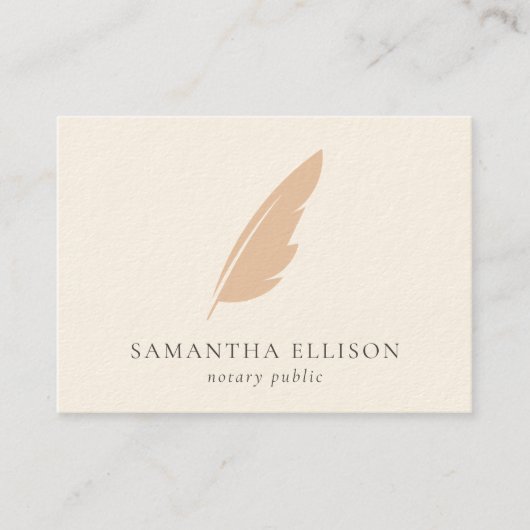Elegant Blush Cream Feather Quill Notional QR code Visitekaartje (Voorkant)