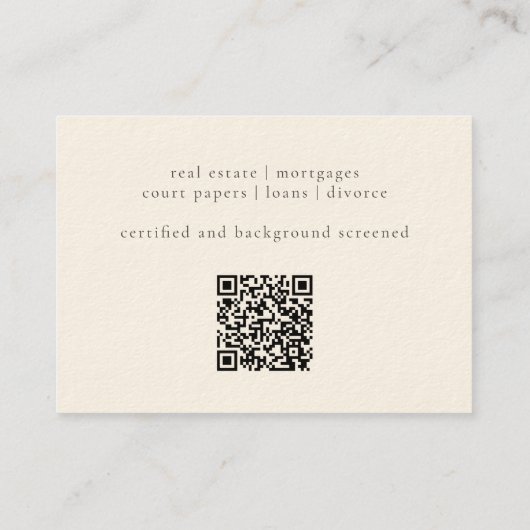 Elegant Blush Cream Feather Quill Notional QR code Visitekaartje (Achterkant)