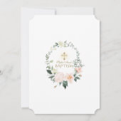 Elegant Blush Cream Flowers WreatGold Baptisme Kaart (Achterkant)
