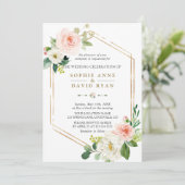 Elegant Blush Cream Geometric Lijst Wedding Kaart (Staand voorkant)