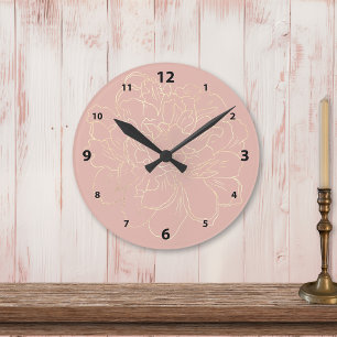 Elegant Blush Cream Gold Floral Ronde Klok
