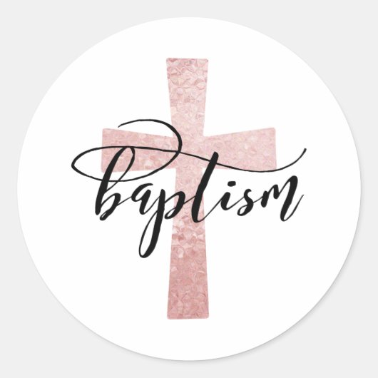 Elegant Blush Cross Baptism Favor Stickers (Voorkant)