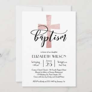 Elegant Blush Cross Baptisme Invitation Bedankkaart