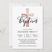 Elegant Blush Cross Baptisme Invitation Bedankkaart (Voorkant)