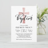 Elegant Blush Cross Baptisme Invitation Bedankkaart (Staand voorkant)