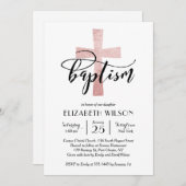 Elegant Blush Cross Baptisme Invitation Bedankkaart (Voorkant / Achterkant)