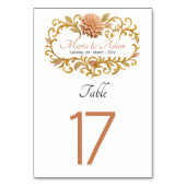 Elegant Blush Dahlias Golden Script Wedding Kaart (Voorkant)