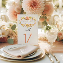 Elegant Blush Dahlias Golden Script Wedding Kaart