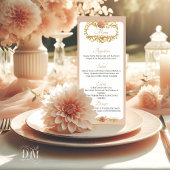 Elegant Blush Dahlias Golden Script Wedding Menu