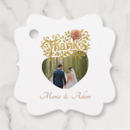 Elegant Blush Dahlias Golden Script Wedding Photo Bedankjes Labels