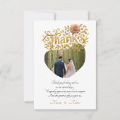 Elegant Blush Dahlias Golden Script Wedding Photo Bedankkaart (Voorkant)