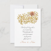 Elegant Blush Dahlias Golden Script Wedding Photo  Bedankkaart (Voorkant)
