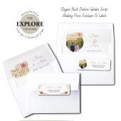 Elegant Blush Dahlias Golden Script Wedding Photo Etiket