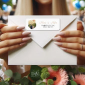 Elegant Blush Dahlias Golden Script Wedding Photo Etiket