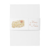 Elegant Blush Dahlias Golden Script Wedding Photo Uitnodigingen Wikkel (Achterkant Voorbeeld)